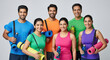 © Shivani - Smiling Indian friends ready for yoga and fitness class