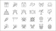 © TILLAK - Outline Vector Icon Set Representing Special Events Parties Holidays Celebrations Festive Entertainment Ceremonies and Social Gathering Milestone Concepts