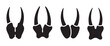 © BraveSpirit - Four stylized animal hoof prints displayed in a row, representing various cloven ungulate tracks suitable for nature and wildlife designs.