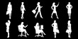 © Ranajit - Silhouettes of people in various poses walking working and everyday actions