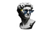 © Eoin - David bust with pixel sunglasses isolated PNG, classical sculpture with thug life glasses on transparent background, meme design element