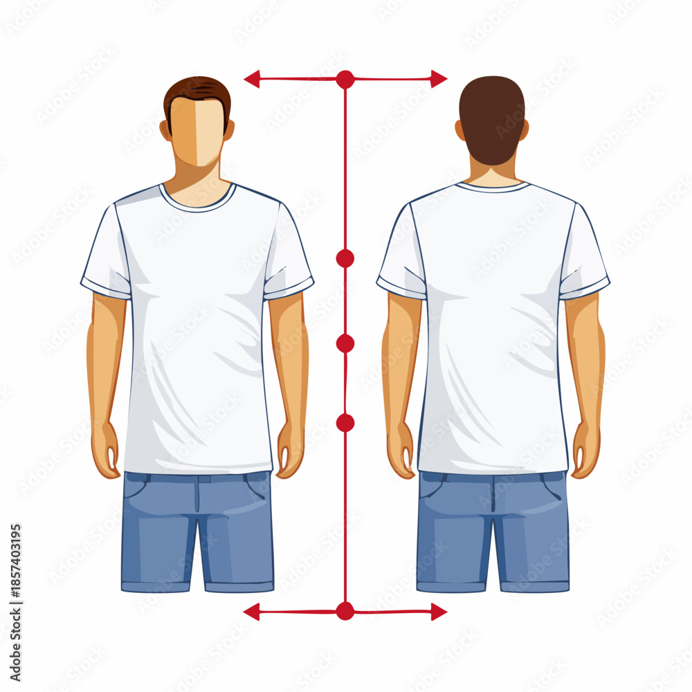 Front and back views of a male figure demonstrating precise body ...