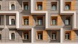 © xartproduction - Modern architectural facade with geometric shapes and arch windows