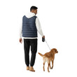 © Napapon - Casual man walks his dog for exercise outside, cutout isolated on transparent background