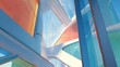 © xartproduction - Modern Abstract Architecture with Colorful Glass Panels and Sunlight