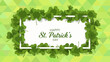 © Keyla - A festive St. Patrick's Day greeting card design featuring a white frame adorned with lush green shamrocks against a geometric green background.