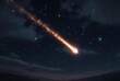 © Mushfiq - Fiery meteor streaks across a dark starry night sky above mountain silhouettes