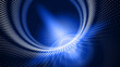 © ec0de - 3D Circles Tech Background with Dotted Lines and Optical Illusion Effect. Big Data Visualization in Dark Space. Modern Dots Style Round Tunnel Banner. Vector Illustration.