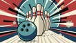 © GW - Colorful bowling ball illustration hitting pins in a dynamic retro style