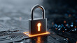© Zanna - cybersecurity concept with glowing padlock icon on electronic circuit board, secure network protection, data privacy, encryption, online safety, digital security illustration