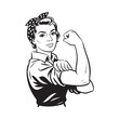 © mdsaikat - A vintage style illustration of a woman flexing her bicep embodying strength and determination