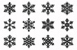 © Raju - Twelve Black Snowflake Silhouettes Collection Isolated On White winter cold