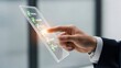 © Ummu - Closeup Businessman Hand holding virtual checklist with green tick marks, representing task completion, project management, productivity, and successful workflow execution