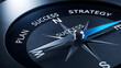 © CREATIVIT.XO - close up of a compass with needle pointing to success indicating strategy and plan for future direction and business goals