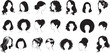 © Madusanka - Different long female hair silhouettes collection, Woman hairstyles, simple graphic collection, Vector illustration. 2