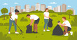 © Miao - Engaged volunteers participating in a community clean-up event in a sunny park, showcasing teamwork and dedication to preserving the environment and nature's beauty.