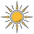 © Alex - Stylized Vector Sun Symbol with Sharp Rays Radiating Outward in a Cheerful Yellow Color