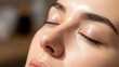 © sem.studio - Close-up of a Young Woman's Face with Closed Eyes, Featuring Glowing, Dewy, and Healthy Skin for Skincare and Wellness Concepts