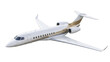 © Conor - Isolated aircraft, private jet, luxurious airplane with golden stripe, jet on the airfield
