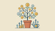 © Cloud - Money tree potted plant growing coins. Financial growth passive income concept. Business investment success wealth accumulation. Revenue profit increase strategy. Flat vector design.
