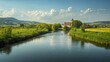 © The 2R Artificiality - Russian river view in a small town during summer, highlighting outdoor scenery and waterway