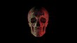 © The 2R Artificiality - Glitched graphic of a vibrant skull with pixel sorting effects, focusing on digital art and visual disruption