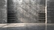 © TheWaterMeloonProjec - Studio backdrop featuring grey cement wall and empty shelves with soft lighting, ideal for product display or layout purposes
