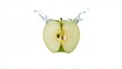 © pngking - Green apple half with juice splashing and droplets, illustrating hydration and refreshment, World Hydration Day
