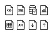© Cezar_911 - Minimalist line icons for database and coding: sql, api, analytics, download, upload