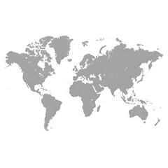  A grey outline of the Earth's continents and islands, with a black background