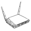 © FazaelSky.id - Wireless router wifi vector line art hand drawn illustration