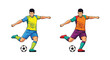 © Proma - Two soccer players in dynamic poses with a ball vibrant illustration