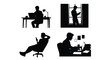 © SHANTI - Silhouettes of people working and relaxing in various indoor settings