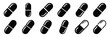 © KartikChandro - Collection of Silhouette capsule pill icon set isolated on transparent background. Vector illustration set.