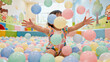 © Yapi - A close-up shot of a child playing in a ball pit, capturing the joy and colorful atmosphere without showing the child's face.