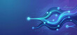 © IKHYAR - Modern technology background with flowing blue data fiber optic lines and glowing nodes