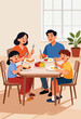 © Hox - Family enjoys a healthy breakfast together around a table