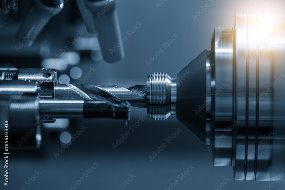 The multi tasking CNC lathe machine Swiss type bore cutting process the ...