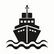 © MrRiponIslam - a simple black and white illustration depicts a cruise ship sailing on wavy water showcasing a classic vessel design with a prominent smokestack high quality professional