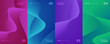 © FineVector - Set of abstract flowing soft gradient waves posters. Futuristic backgrounds for creative graphic design. Vector illustration.