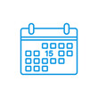 © Zimas - Calendar icon with the 15th day highlighted, simple blue line art, clean background