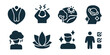 © stas111 - Mental health excellent icon collection. Set of emotional balance, stress anxiety, nature therapy, mindfulness mind, burnout cloud, meditation lotus, self confidence, personal checklist icons