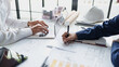 © Charlie's - Architecture drawing on architectural project business architecture building construction Colleagues designer Planning Design on blueprint and compasses