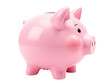 © Ева Поликарпова - A pink piggy bank sitting on a white surface, ready to store coins and bills