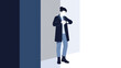 © Weru - Modern woman using smartphone in casual urban setting minimalistic illustration