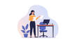 © Gatal - Professional Woman Analyzing Documents at Her Desk in a Modern Office Environment