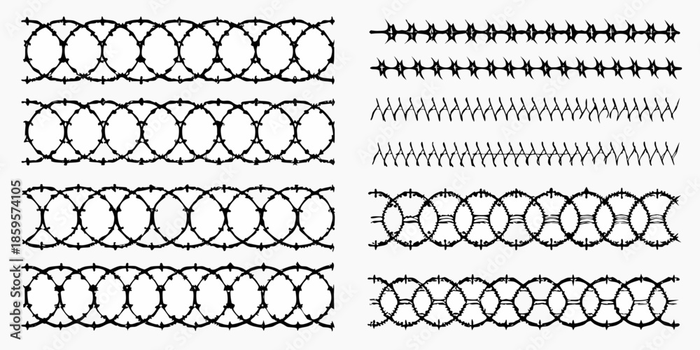 Decorative border designs featuring repeating chain and zigzag patterns in black