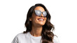 © Felippe Lopes - A smiling woman wearing sunglasses on transparent background
