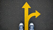 © Boss - Split Yellow Arrow Road Decision Making Concept