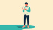 © Arjuna - Young man using smartphone outdoors with casual attire and bright background